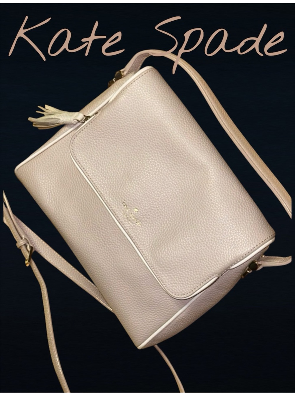 Kate Spade Cream & White Pebbled Leather crossbody bag w/ removable strap. Exc